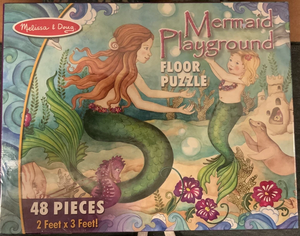 Melissa & Doug Mermaid Playground Floor Puzzle 2 Foot By 3 Foot 48 Pieces New - Image 1 of 1