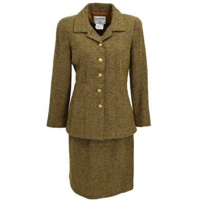 Chanel Setup Traje Chaqueta Falda Marrón 96A #38 114417 Foto 1 de 4