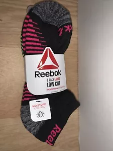 REEBOK Women's Low Cut Socks Pkg of 6 Sz 4-10 Performance Moisture Control Black - Picture 1 of 4