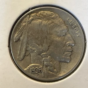 1936-S 5C Buffalo Nickel F3432 Near Full Horn - Picture 1 of 2