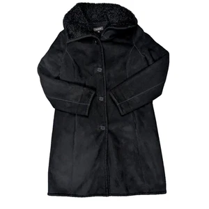 Talbots Pea Coat Size 14 Fleece Lined Black 4 Button - Picture 1 of 7