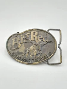 Vintage Big Red Chewing Tobacco Belt Buckle Longhorn Steer Brass 2.75"×2" - Picture 1 of 11