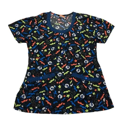Grafx By Barco Owl Themed Short Sleeve Scrubs Top W/ Pockets Women’s Size XS - Image 1 of 4