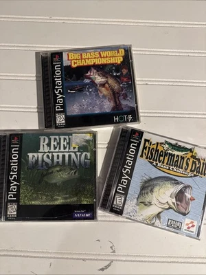 3 Fishing Video Games, Sony PS1: Big Bass, Reel Fishing, Fisherman’s Bait Vgs - Image 1 of 4
