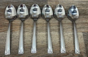 Set of 6 Cambridge CROSSROAD SAND stainless Place Oval soup spoons 7 3/8" B - Picture 1 of 6