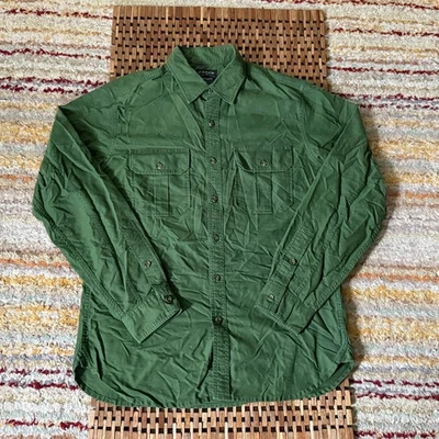 J. Camisa de trabajo CREW con botones verde bosque para hombre talla mediana M Foto 1 de 3