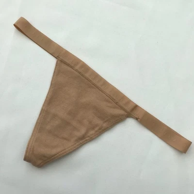 Victoria’s Secret Beige Nude Cotton Mix V-String Thong Panties - Size S - BNWT - Image 1 of 3