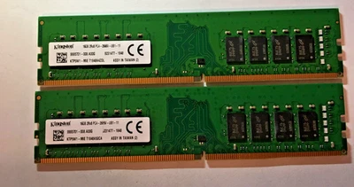 Lot of 2  Kingston 16GB 2Rx8 PC4-2666V-UB1-11, DDR4 SDRAM Desktop Memory 1848 - Image 1 of 4