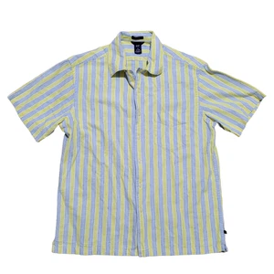 GAP Button Up Shirt M Men Striped Linen Camp Comfort Minimal Daily - Picture 1 of 19