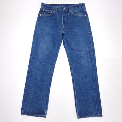 Vintage Levis 501xx Jeans Mens 31 x 28 Blue USA Made Denim Pants Unique Stitch - Image 1 of 4