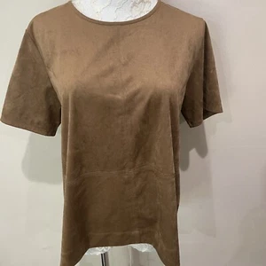 J Jill Womens Brown Vegan Suede Top Size L - Picture 1 of 3