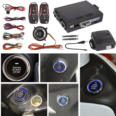 Car Keyless Entry Engine Start Alarm System Push Button Remote Starter Stop Kit Foto 1 de 4