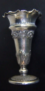 JAMES DIXON & SONS SILVER PLATE REPOUSSE EPBM SMALL ANTIQUE VASE C1900's - Picture 1 of 7