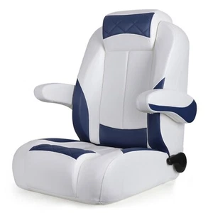 NORTHCAPTAIN Reclining Pontoon Captain's Boat Bucket Seat,White/Navy Blue - Picture 1 of 5