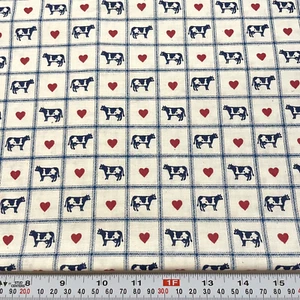 Vintage Joan Kessler Concord Fabrics Cows & Hearts Cotton by the Half Yard - Picture 1 of 2