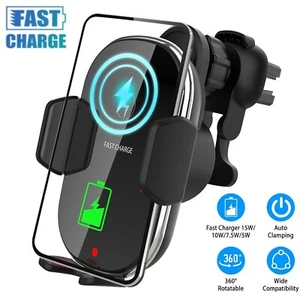 360° Wireless Fast Charging Car Phone Charger Holder Mount Auto Clamping Stand - Picture 1 of 12