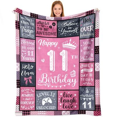 11th Birthday Gift Throw Blanket for Girls 60"x50" Soft Comfortable Material - Image 1 of 4