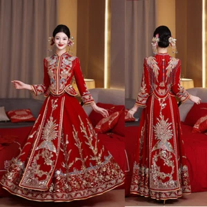 2025 Xiuhe Bridal Dress Wedding Dress Chinese Toasting Dress Dragon Skirt Coat - Picture 1 of 21