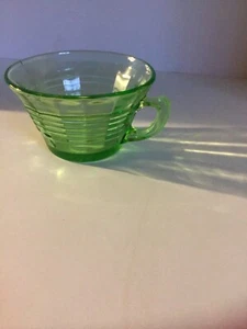 Green Depression Glass Handled Coffee Cup Mug - Picture 1 of 1