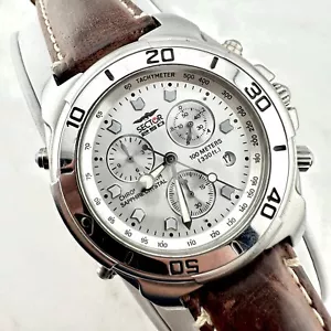 Sector 250 Chrono Alarm Sapphire Crystal Leather Brown Men's Watch, New Battery - Picture 1 of 17