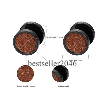 Серьги-гвоздики со штангой из нержавеющей стали с бирюзой для мужчин и женщин пирсинг 2 шт. - Изображение 1 из 4