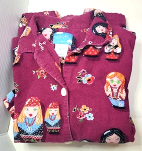 Nick and Nora Flannel Hippie Matryoshka Dolls 2 Piece Pajama Set Sized L Used - Picture 1 of 15