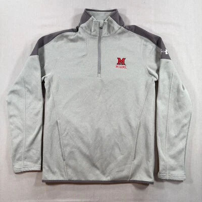 Under Armour Miami Redhawks Quarter Zip Pullover Mens Small Gray Sweatshirt - Image 1 of 4