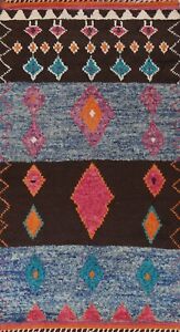Thick-Plush Geometric Tribal Moroccan Berber Hand-knotted Oriental Area Rug 6x10