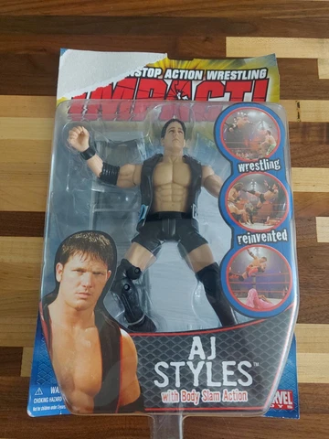 Marvel Toys TNA Impact AJ STYLES Figure - Body Slam Action Wrestling Figure RARE Cover