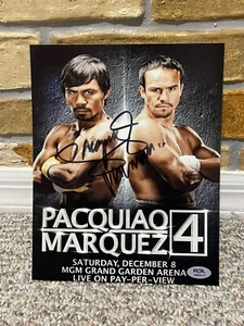FOTO DE BOXEO FIRMADA MANNY PACQUIAO AUTO 8x10 “PACMAN” Juan Manuel Márquez PSA 36 - Imagen 1 de 3