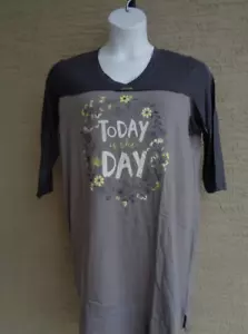 Hue Large Cotton Blend Short 3/4 Sleeve Graphic Night GownGray Msrp. $40. - Picture 1 of 4