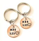 A Pair of Personalized Lucky Copper Penny Key Chains with Date, Initials and ...