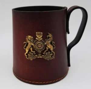 Vintage Lederetui für eine Tasse Echtfell Made In England nur Etui - Bild 1 von 7