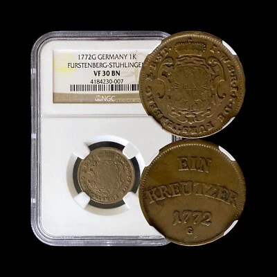 GERMANY. 1772, 1 Kreuzer, G - NGC VF30 - Top Pop 🥇 Furstenberg-Stuhlingen - Image 1 of 4