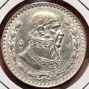 1963 Mexico 1 Peso Silver Coin Jose Morelos - AU (About Uncirculated) condition - Picture 1 of 4