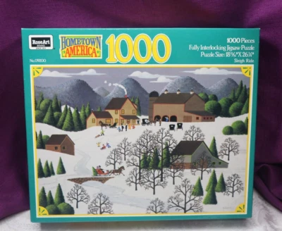 Vintage Rose Art Hometown America Sleigh Ride 1000 Piece Puzzle NEW SEALED - Image 1 of 4
