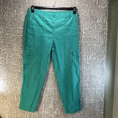 Chicos 亚麻混纺工装裤女式 2,L Crop Beach 沿海度假休闲 — 第 1/4 张图片