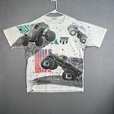 Camiseta de Colección Años 90 Estados Unidos Hot Rod Monster Truck Adulto XL Blanca Para Hombres Foto 1 de 4