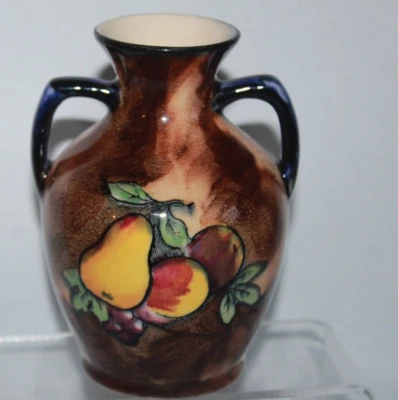 H & K TUNSTALL HOLLINSHEAD & KIRKHAM LUSCIOUS TWIN HANDLE VASE SIGNED R GROCOTT - Image 1 of 4