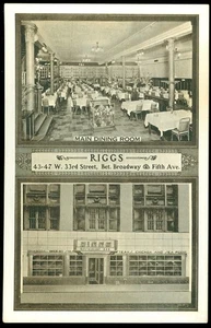 AD CARD, RIGGS RESTAURANT, NEW YORK CITY - Picture 1 of 1