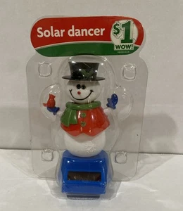 Solar Powered Snowman With Cardinal  Dancing Toy NOS Holiday - Picture 1 of 7