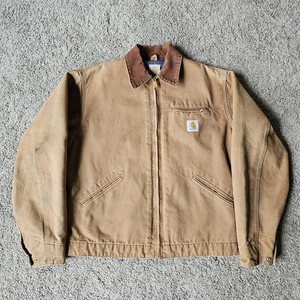 Vintage Carhartt Detroit Duck Jacket J01 BRN Brown Size 44 Tall Made In USA - Picture 1 of 15