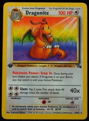 Dragonite #19 MP 1st Edition Pokemon Card - Image 1 of 3