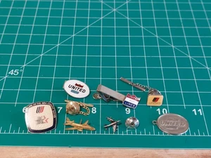 United Airlines - Tie Bar - Canted Shield Logo + Pin Lot Charm 1984 Olympic - Bild 1 von 7