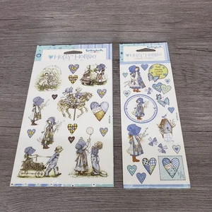 2 x autocollants vintage Holly Hobbie collés-Doo-Da bleu jaune salutations américaines - Photo 1/3