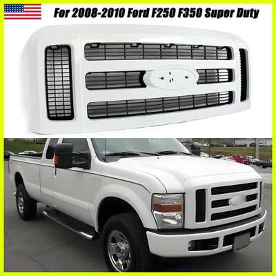 Black Oxford White Upper Grille Assembly For Ford F250 F350 Super Duty 2008-2010 Foto 1 de 4