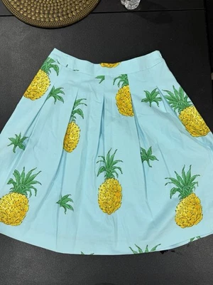 RSVP by Talbots Size 8P Petite Pleated A-Line Blue Turquoise Pineapple Skirt NWT - Image 1 of 4