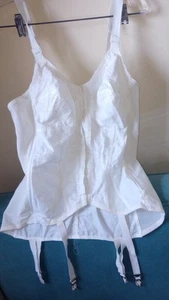 Faja deshuesada de algodón rara vintage ligas ganchos delanteros parte inferior abierta faja busto 38C - Imagen 1 de 5