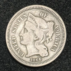 1866 3CN Three Cent Nickel - Picture 1 of 2