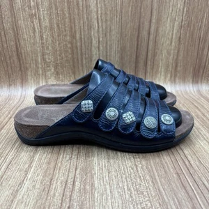 Dansko Janie Navy Blue Leather Sandals Slide EU 38 /8.5 Bohemian Strappy Comfort - Imagen 1 de 10